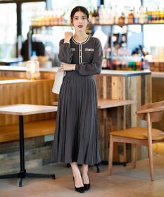 Tiaclasse 【洗える】セットアップ見え配色ニットワンピース