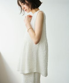 #Newans 【金子綾さんインスタライブご紹介アイテム】（セットアップ可能）ふくれジャガード ペプラムブラウス