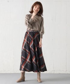 ANY L 【親子連動/洗濯機可能/ウエストゴム】チェックフレアスカート