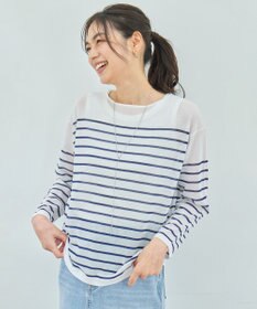 ANY L 【手洗い可/アンチピリング】シアーバスクボーダーニット