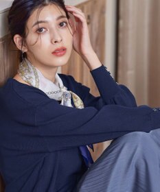 Tiaclasse 【洗える】Vネックラウンドヘムニットチュニック