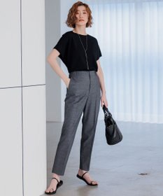 23区 【セットアップ対応/洗える】コットンリネン オックスストレッチ テーパード パンツ