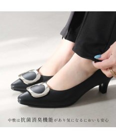 Pointer 【5cmヒール】日本製 高級本革モチーフ付きパンプス