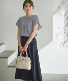 ANY SIS L 【洗える】シャーリングツヤ ブラウス