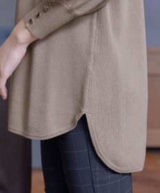 Tiaclasse 【洗える】Vネックラウンドヘムニットチュニック