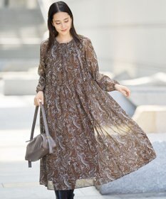 自由区 【SHIHOさん着用】ペイズリープリント ワンピース モカ