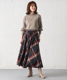ANY L 【親子連動/洗濯機可能/ウエストゴム】チェックフレアスカート