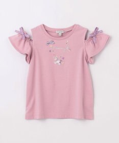 ANY KIDS 刺繍 オン・オフショルダー Tシャツ
