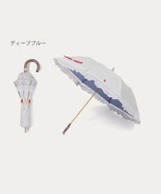 MOONBAT 【遮光/晴雨兼用日傘】POLO RALPH LAUREN(ポロ ラルフローレン) ストライプフリル 折りたたみ傘 楽折 遮熱 UV