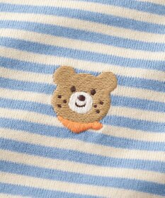 MIKI HOUSE HOT BISCUITS ワンポイント刺繍 みじんボーダー 長袖Tシャツ
