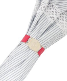 MOONBAT 【遮光/晴雨兼用日傘】POLO RALPH LAUREN(ポロ ラルフローレン) ストライプフリル 折りたたみ傘 楽折 遮熱 UV