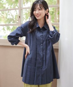 Tiaclasse 【洗える】ピーチスキンプリーツシャツチュニック