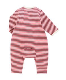 MIKI HOUSE HOT BISCUITS 【70-80cm】【Everyday Series】ワンポイント ボーダーカバーオール