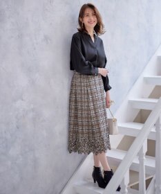 ANY SIS 【洗える】フラワーレースチェックパネル スカート