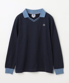 J.PRESS KIDS 【140-170cm】40/2天竺襟付き Vネック ポロシャツ