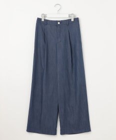 J.PRESS LADIES L 【洗える】セルロースシャンブレー ワイド パンツ