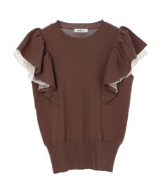 earth music&ecology レースドッキングフリルニットプルオーバー