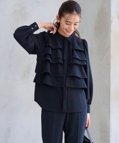 組曲 【KUMIKYOKU NAVY】コンフォータブルドレープ フリルブラウス