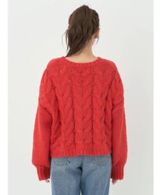 earth music&ecology ローゲージ手編み風ケーブルプルオーバー