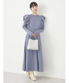 earth music&ecology ショルダーフリルニットワンピース