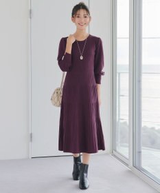 Tiaclasse L リブニットパフスリーブワンピース