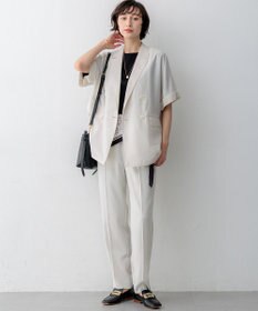 23区 L 【Oggi7月号掲載/吸水速乾/接触冷感/UVカット】ストレッチジョーゼット テーパード パンツ