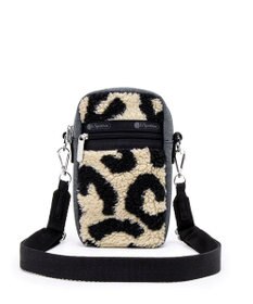 LeSportsac DENIM PHONE CROSSBODY/ブラックデニム/レオパードシェルパ
