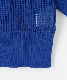 組曲 L 【前後着用可】メッシュ5分袖ニット カーディガン