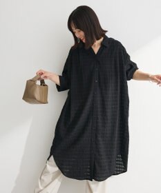 Green Parks シアーチェックシャツワンピース