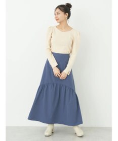 earth music&ecology ハートネック袖パールニットプルオーバー