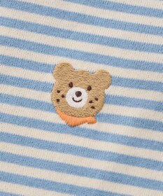 MIKI HOUSE HOT BISCUITS ワンポイント刺繍 みじんボーダー カバーオール