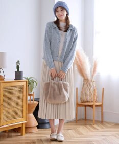 Tiaclasse 【着丈が選べる】ハイネックブークレカーディガン