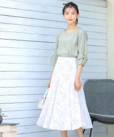 Tiaclasse 【洗える】ねじりリボン袖ブラウス