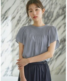 ANY SIS L 【洗える】シャーリングツヤ ブラウス