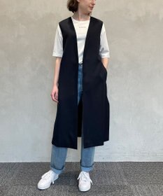 自由区 【接触冷感・速乾・UVカット・撥水・防シワ】リネンライクツイル ロングジレ