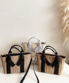 LA BAGAGERIE 【maison vert】 【ペーパー素材・多収納】リボンハンドル2WAYかごバッグ