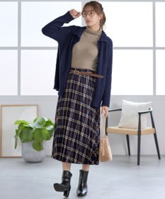 Tiaclasse 【着丈が選べる】ハイネックブークレカーディガン