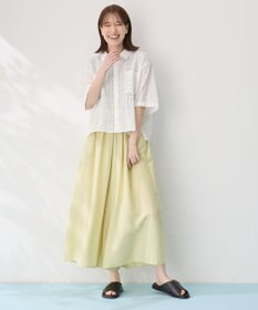 ANY L 【洗濯機可/ウエストゴム/UVケア】スパンボイル撥水スカートパンツ