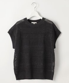 自由区 L 【洗える】レーシーリネンコットン ニット