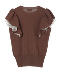 earth music&ecology レースドッキングフリルニットプルオーバー