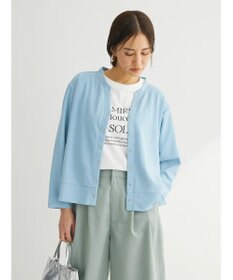 Green Parks カットジョーゼットドットボタンカーディガン