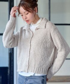 Tiaclasse 【着丈が選べる】ハイネックブークレカーディガン