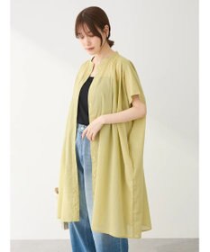 Green Parks インド綿　パイピングバンドカラーシャツチュニック