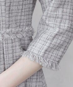 Tiaclasse 絶妙なMIXカラーのツイード素材で存在感溢れるタックワンピース