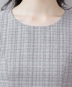 Tiaclasse 絶妙なMIXカラーのツイード素材で存在感溢れるタックワンピース