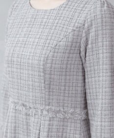 Tiaclasse 絶妙なMIXカラーのツイード素材で存在感溢れるタックワンピース