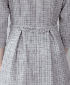 Tiaclasse 絶妙なMIXカラーのツイード素材で存在感溢れるタックワンピース