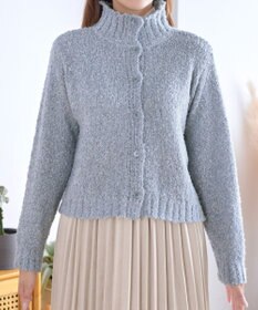 Tiaclasse 【着丈が選べる】ハイネックブークレカーディガン