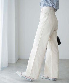 WEGO カラーウエストフィットワイドストレートパンツ