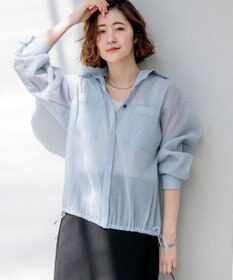 23区 【先行予約/見上愛さん着用】ナイロンコットンシアーボイル ドロストシャツ